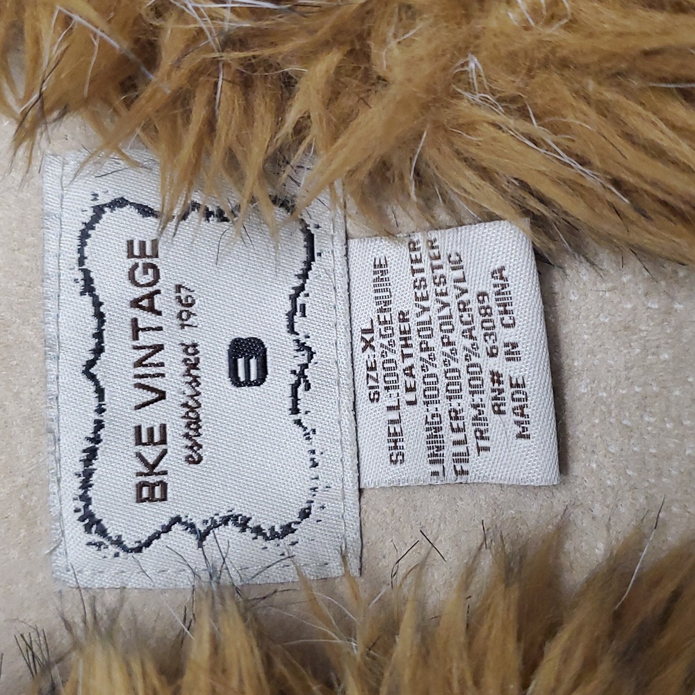 BKE Tan Leather Jacket with Brown Fur Trim - Picture 4 of 11
